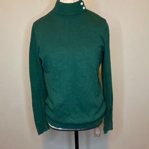 Liz Claiborne forest green knit cashmere mock turtleneck sweater